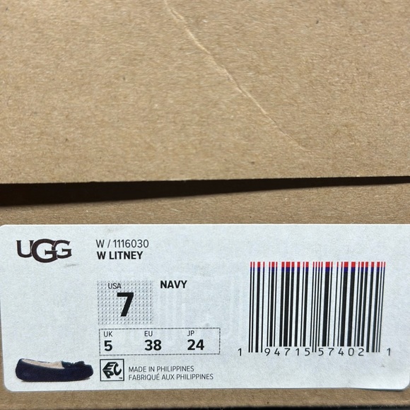 NIB-UGG Litney Women’s Suede Navy slipper - Picture 2 of 5